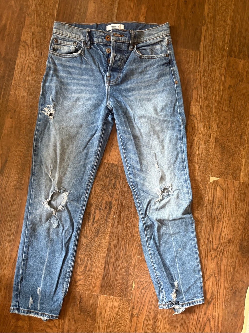 pistola Medium Blue Ripped Boyfriend Jeans
